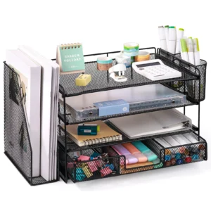 4-Tier Desk Organizers Sets and Storage for Desk (Black)
