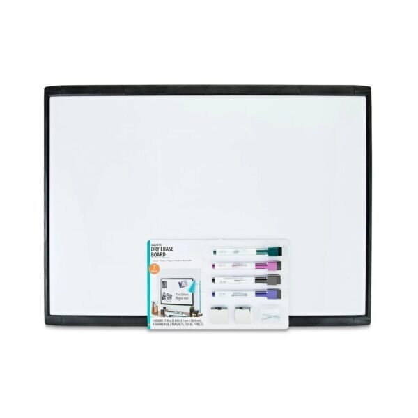 Magnetic Dry Erase Board, Black, Height 17" x Width 23" x Depth 0.65"