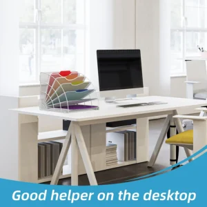 Fan Shaped Desk File Organizer, 6 Compartments, Desktop Accessories