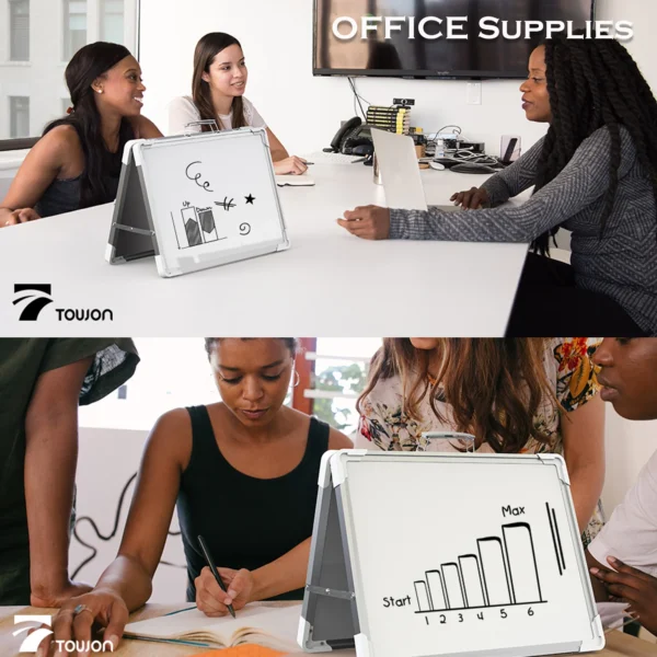 Double-Sided White Board with Handle and 4 Markers - 16"x12" - Image 2