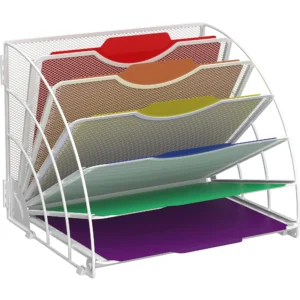 Fan Shaped Desk File Organizer, 6 Compartments, Desktop Accessories