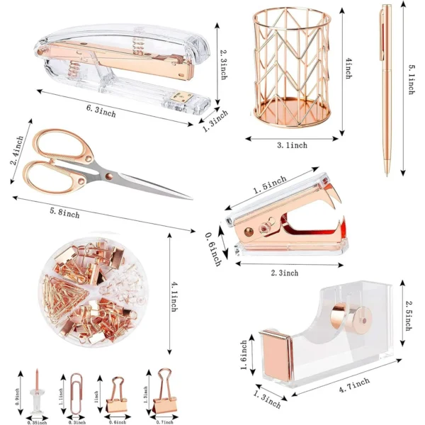 Rose Gold Desk Accessories, Acrylic Stapler Set - 1000Pcs Staples - Image 3